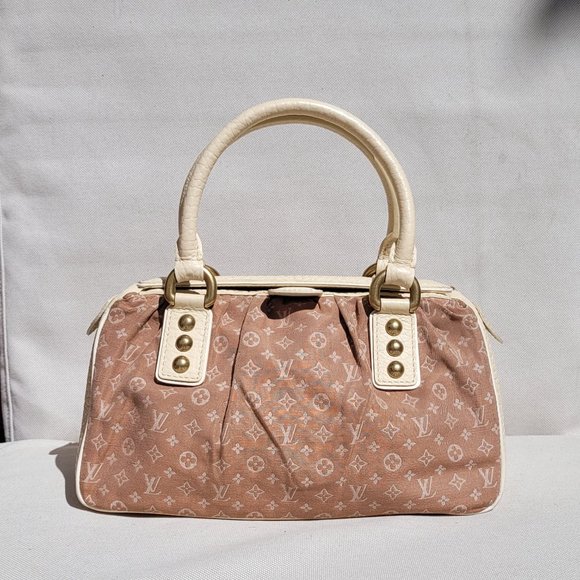 Louis Vuitton Monogram Mini-Lin Trapeze PM Hand Bag Cotton Pink Cream  Leather